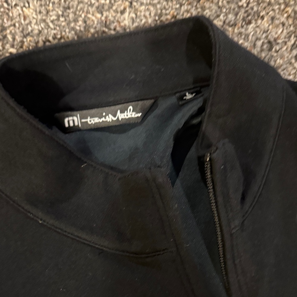 Travis Mathew Black Quarter-Zip Pullover with Stripes - Picture 3 of 3